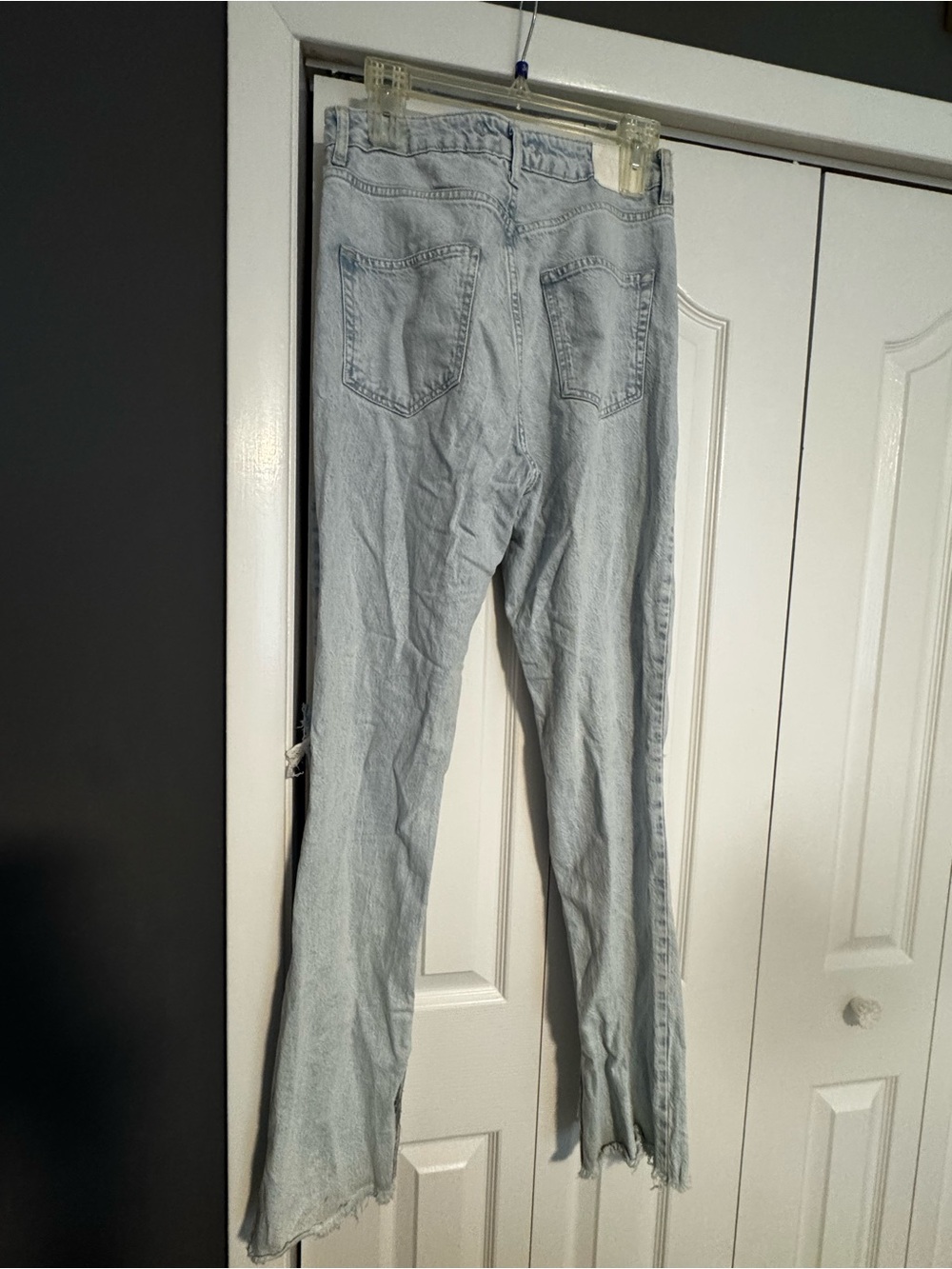 Zara Light Blue Flared Ripped Jeans - Picture 2 of 3